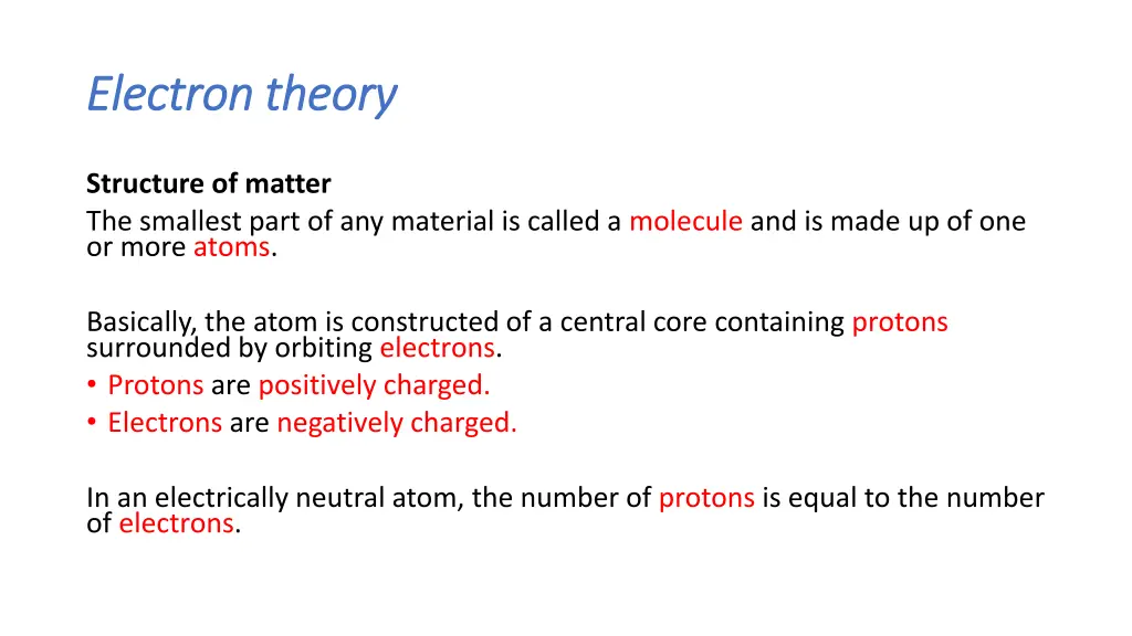 electron theory electron theory