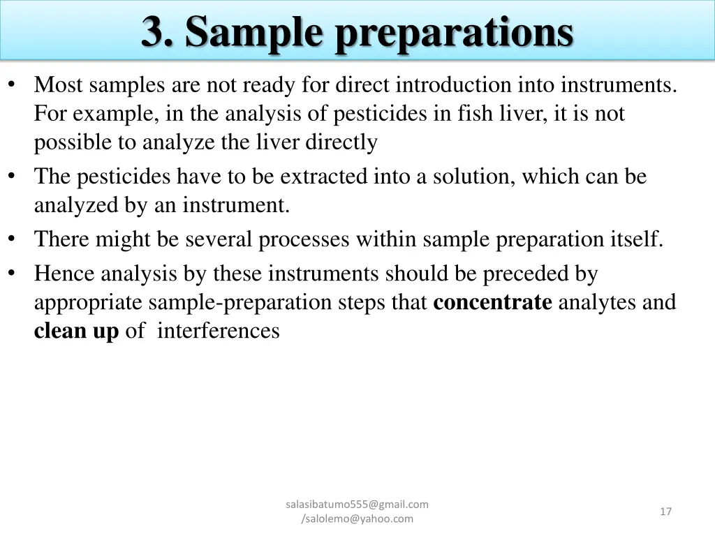 3 sample preparations