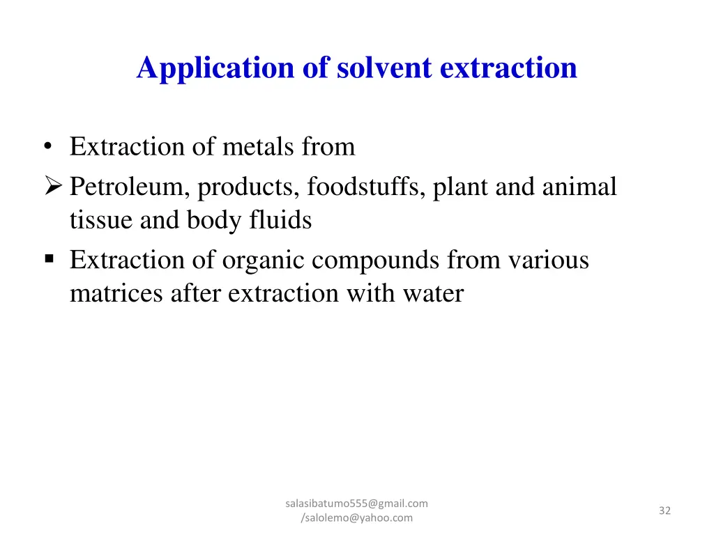 application of solvent extraction