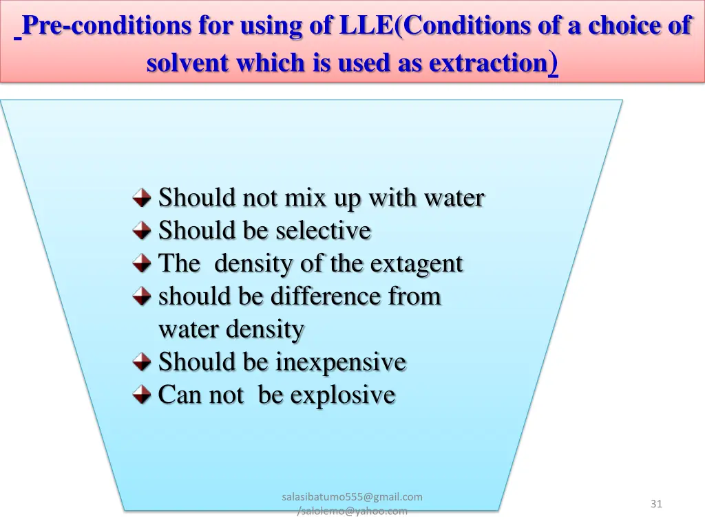 pre conditions for using of lle conditions