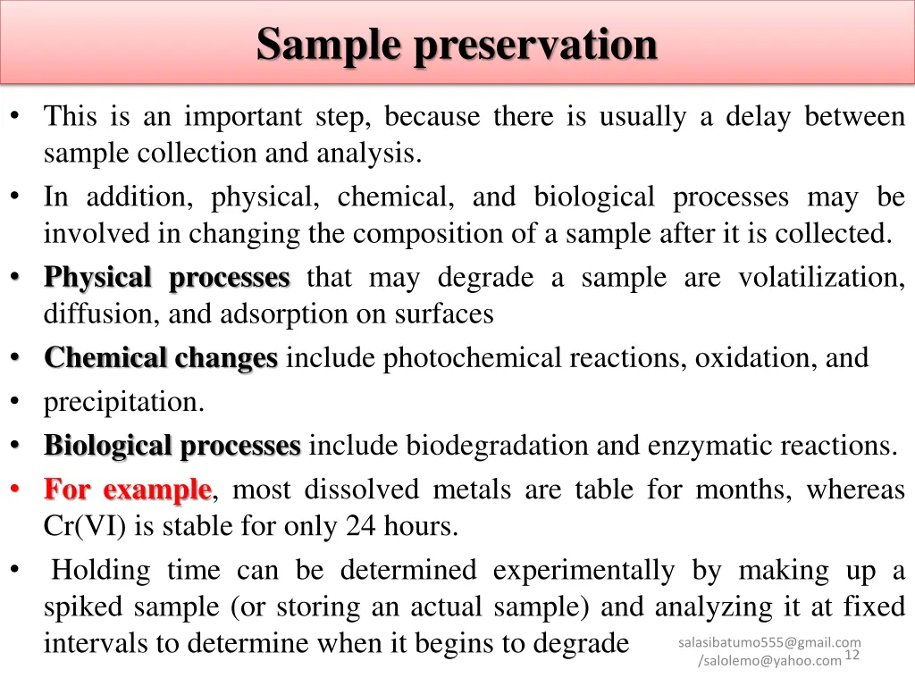 sample preservation