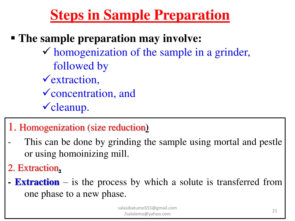 steps in sample preparation