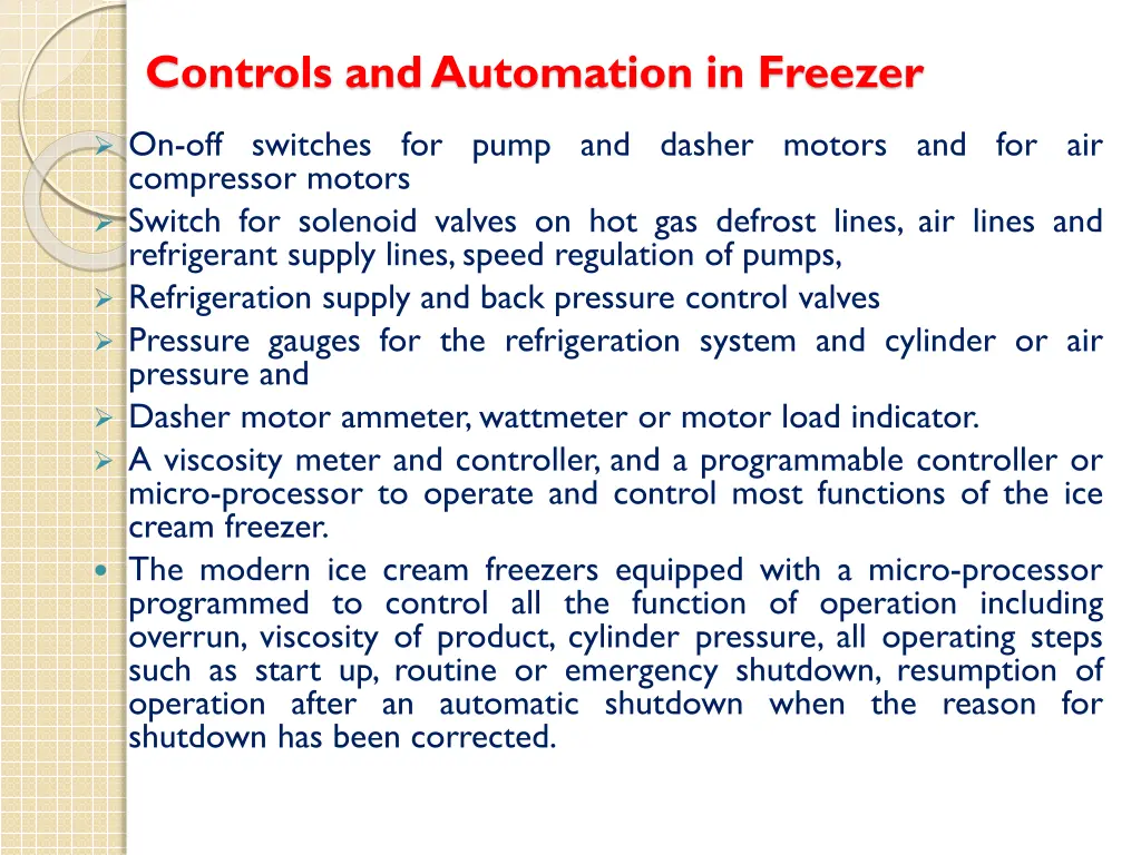 controls and automation in freezer