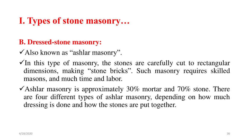 i types of stone masonry