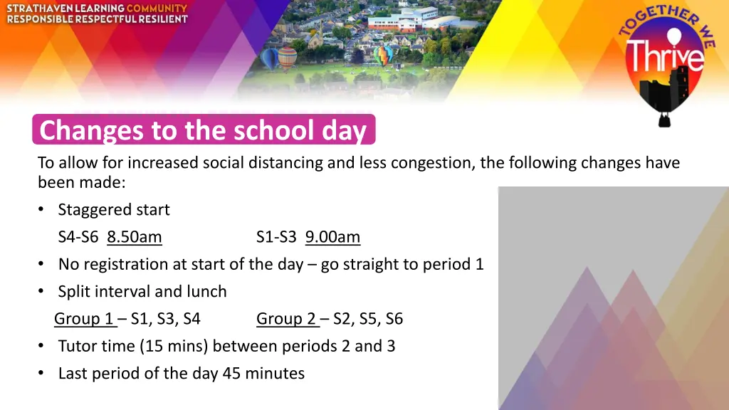 changes to the school day