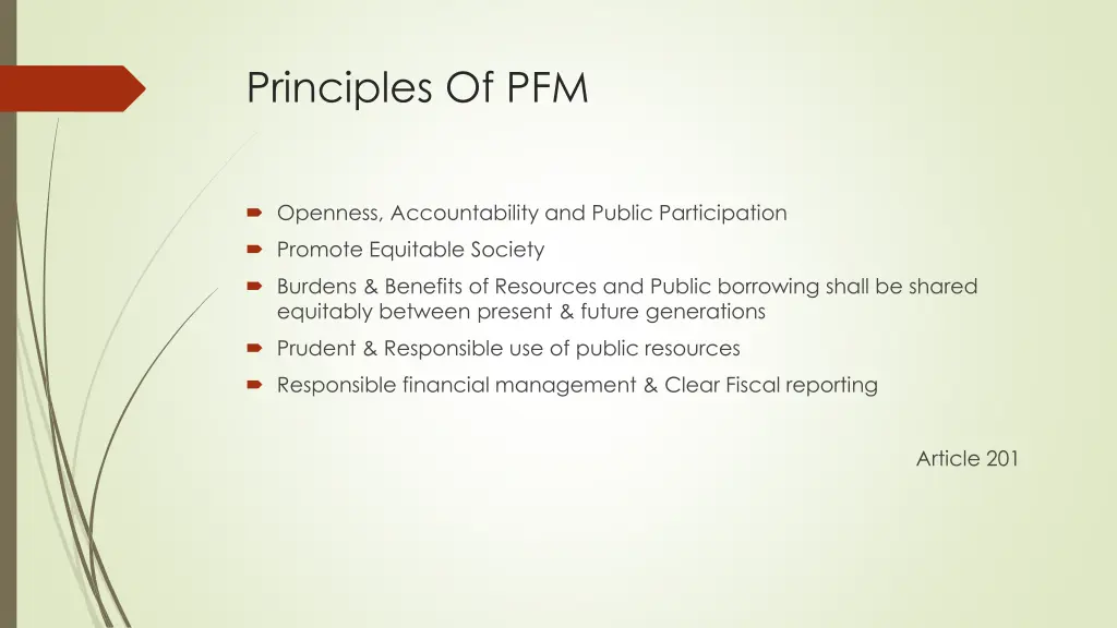 principles of pfm