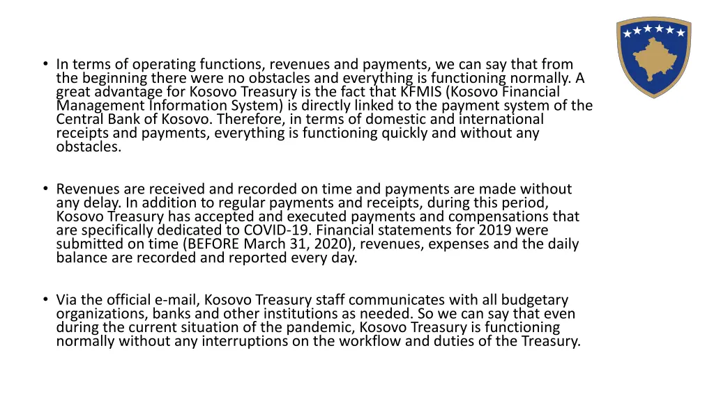 in terms of operating functions revenues