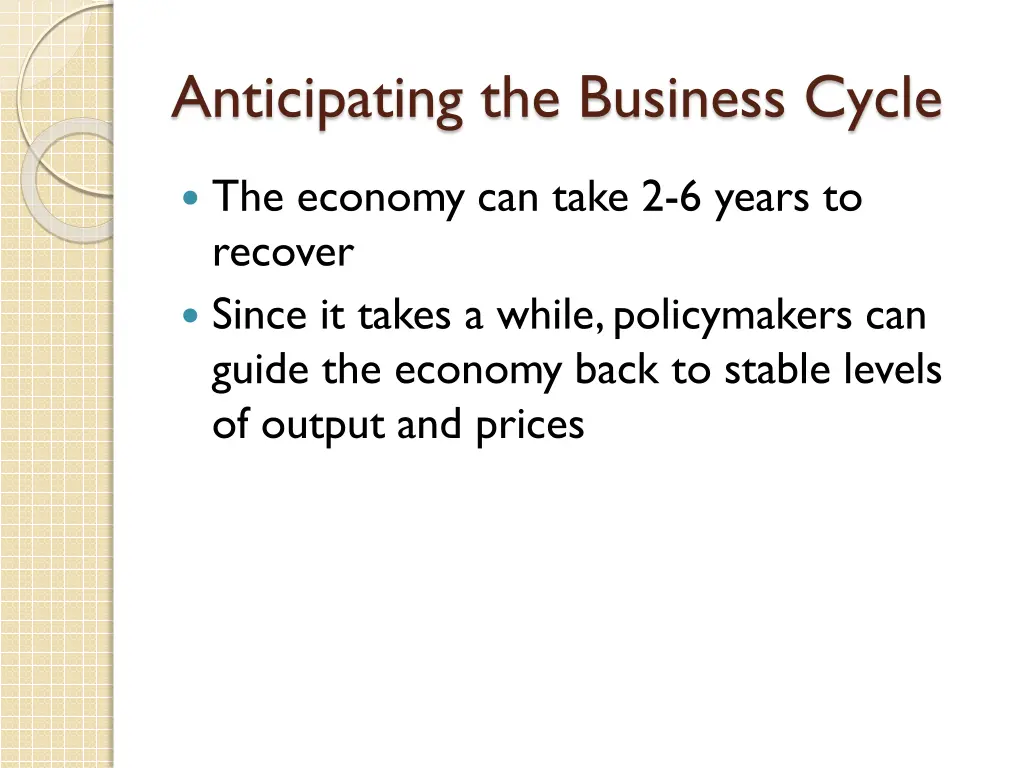 anticipating the business cycle 1