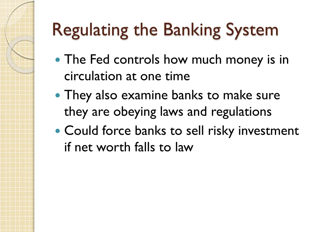 regulating the banking system