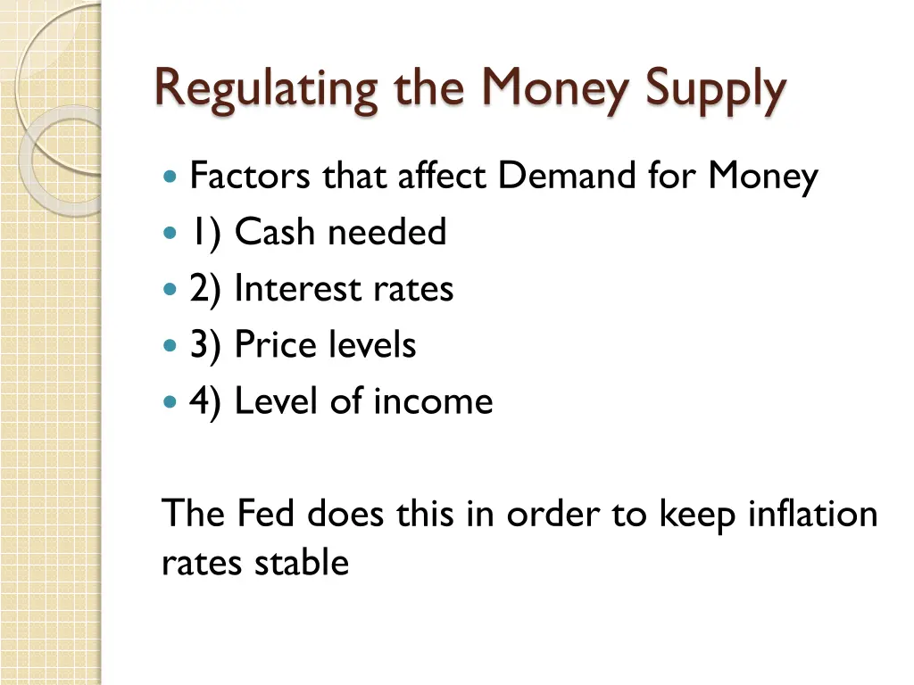 regulating the money supply