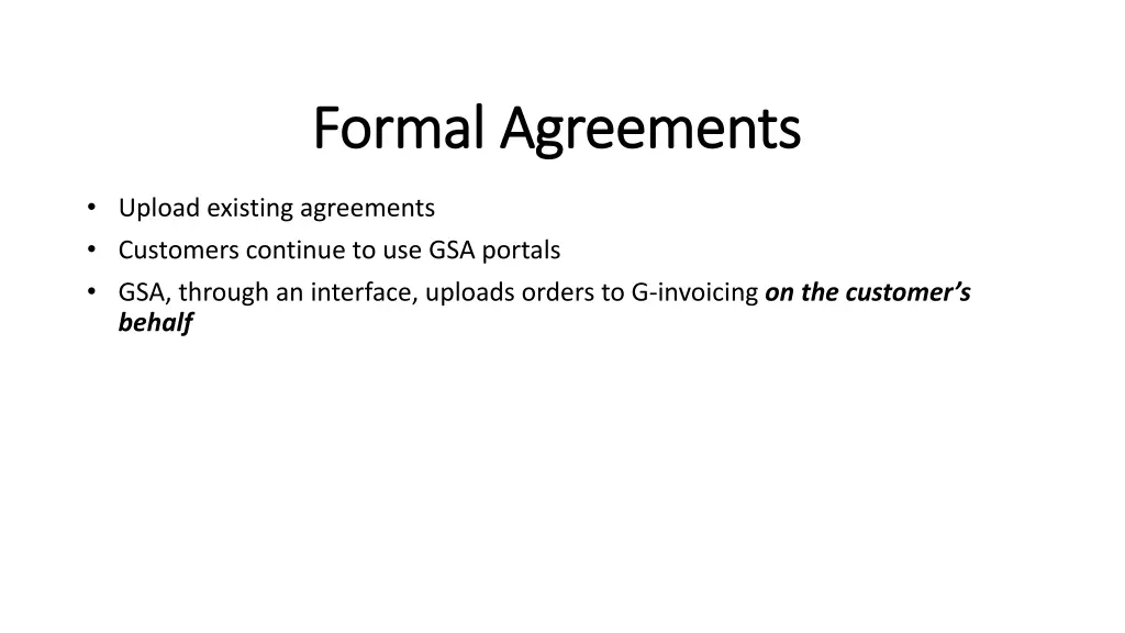 formal agreements formal agreements