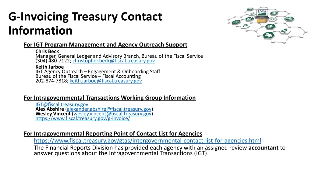 g invoicing treasury contact information