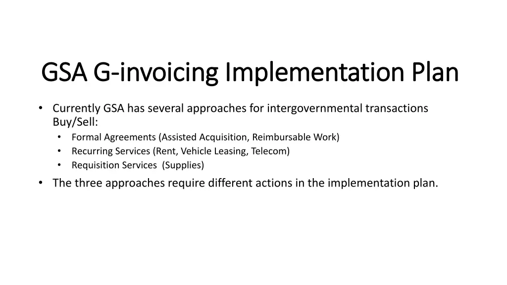 gsa g gsa g invoicing implementation plan