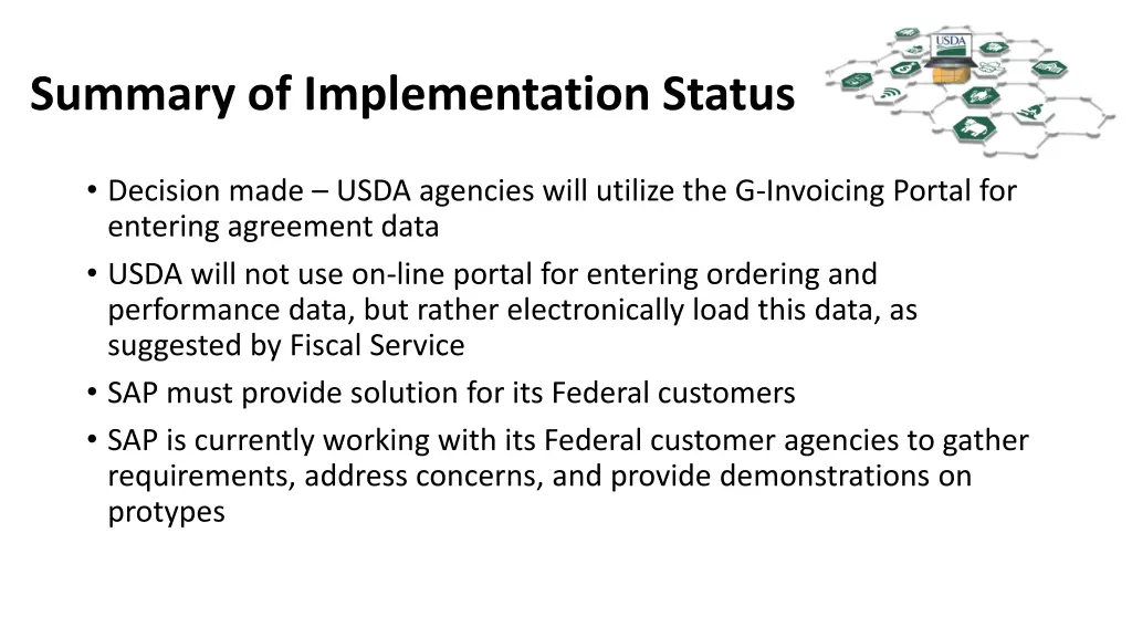 summary of implementation status