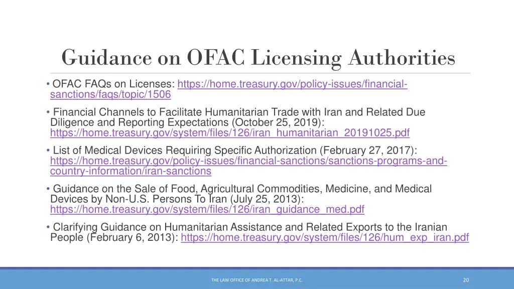 guidance on ofac licensing authorities