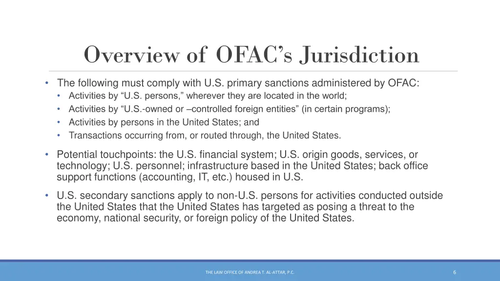 overview of ofac s jurisdiction 1