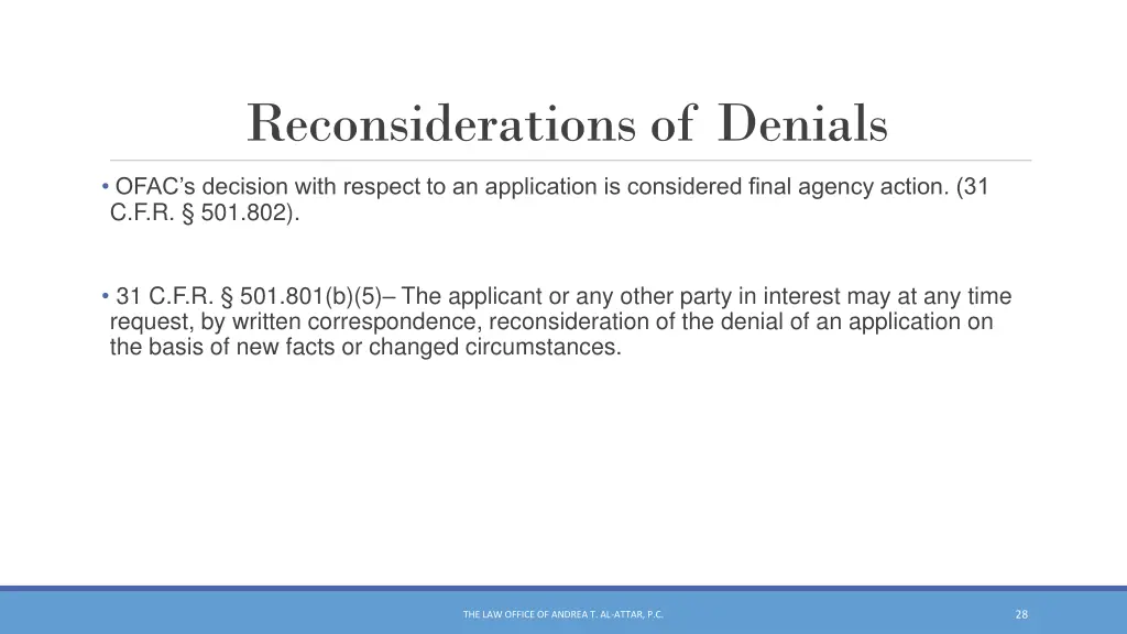 reconsiderations of denials