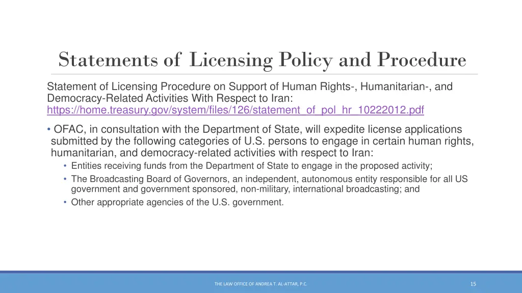 statements of licensing policy and procedure