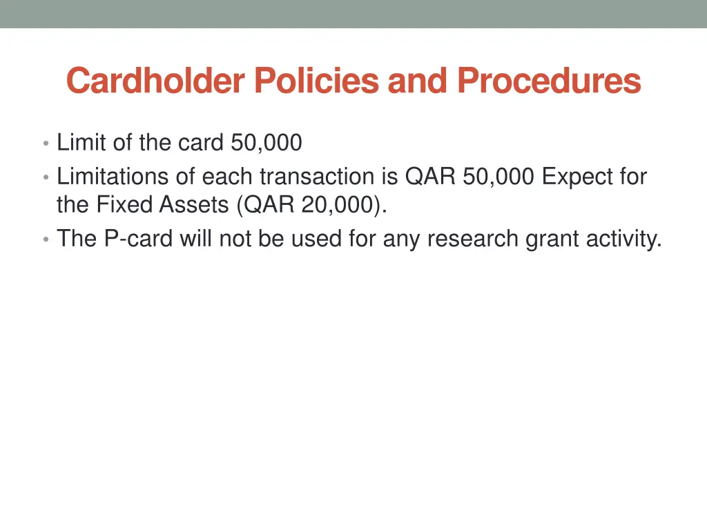 cardholder policies and procedures