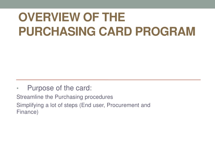 overview of the purchasing card program