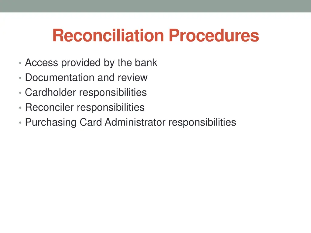 reconciliation procedures