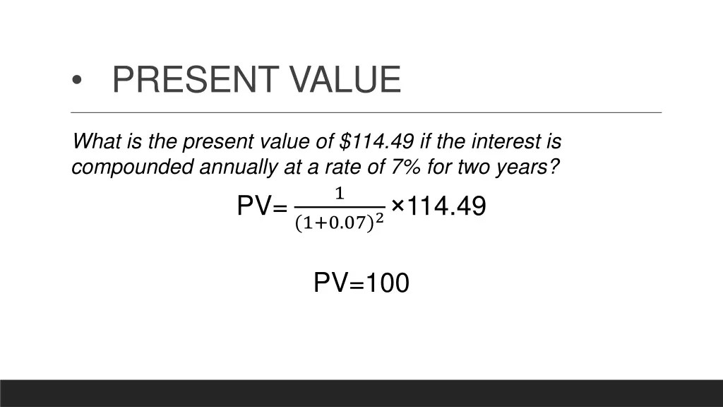 present value 1