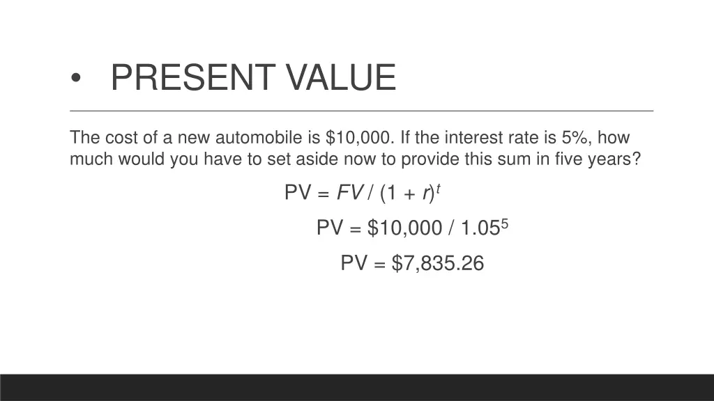 present value 5