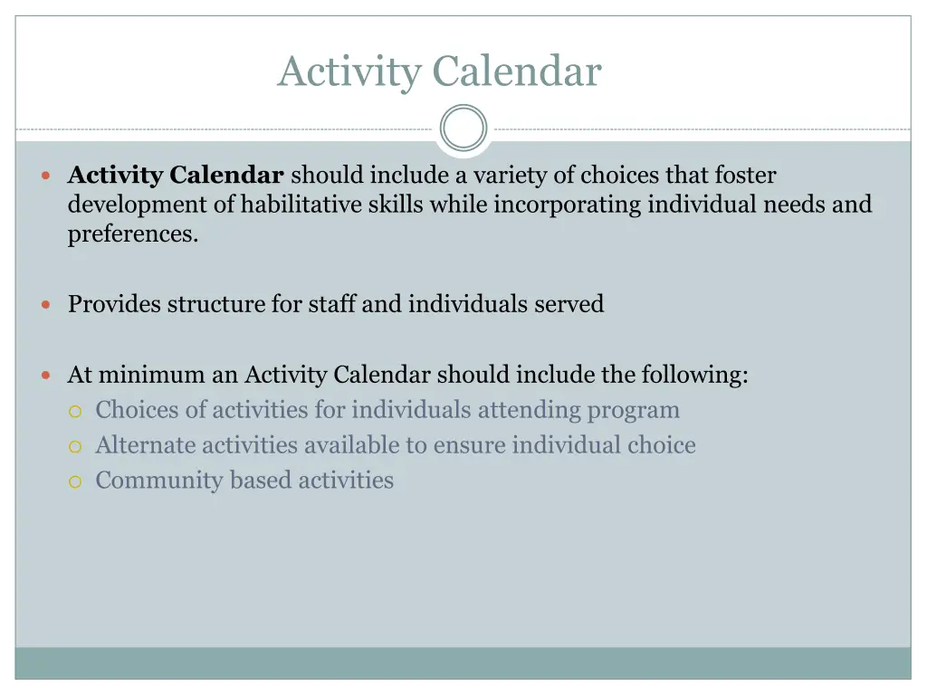 activity calendar