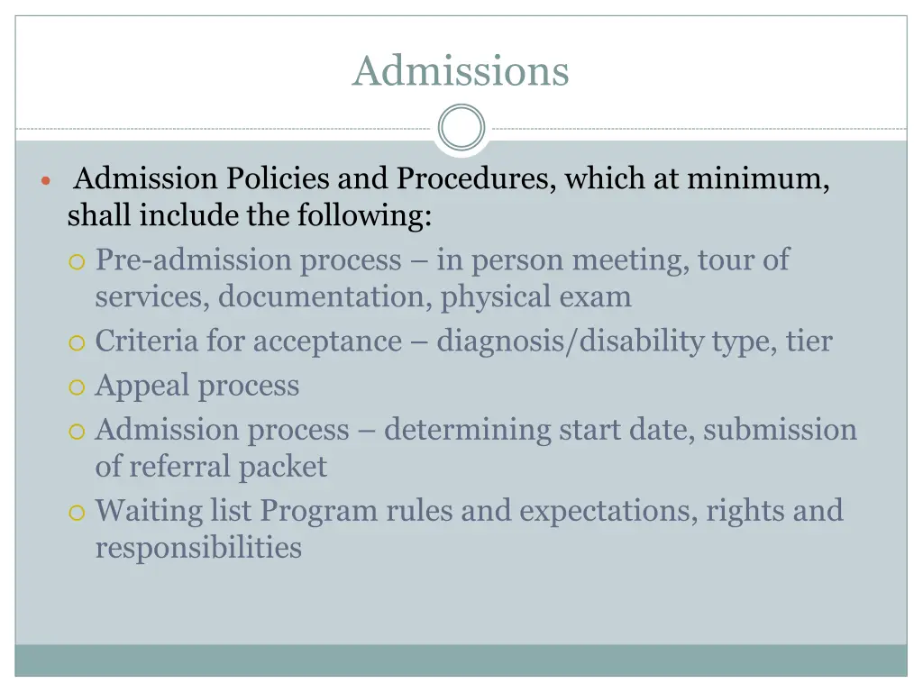 admissions