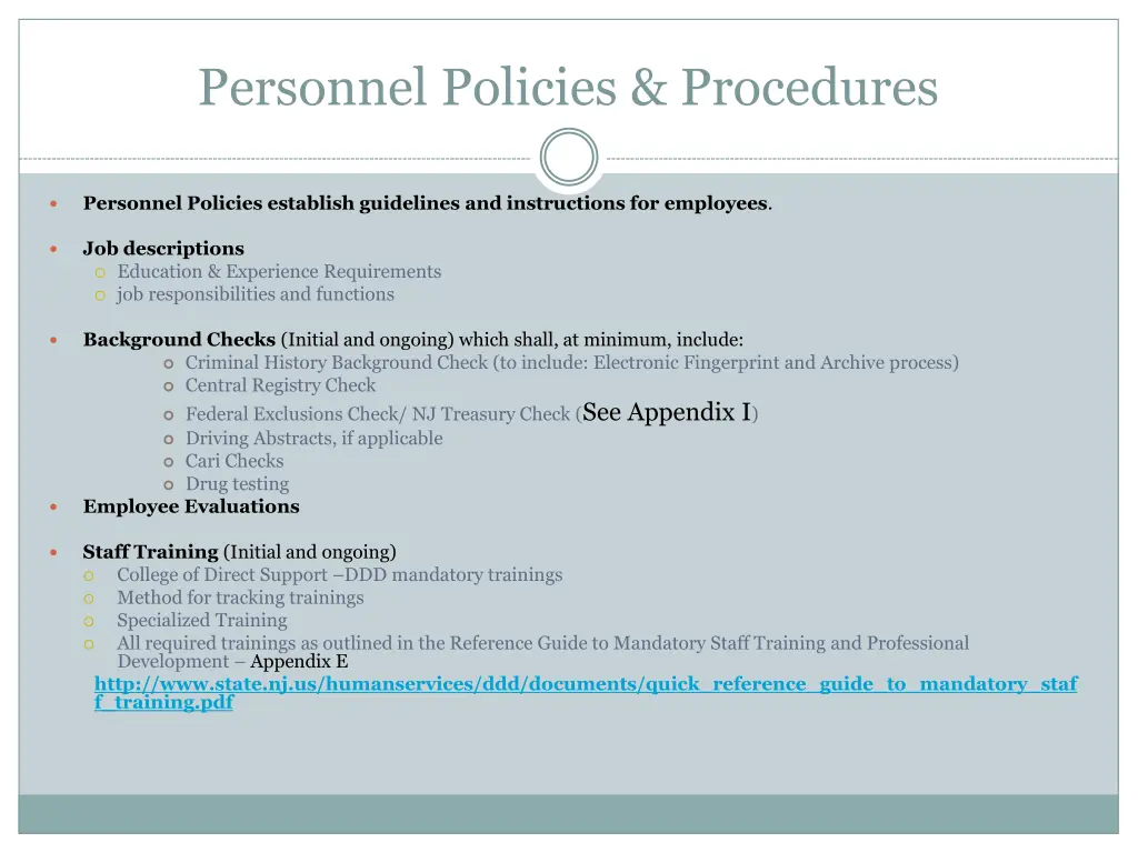 personnel policies procedures