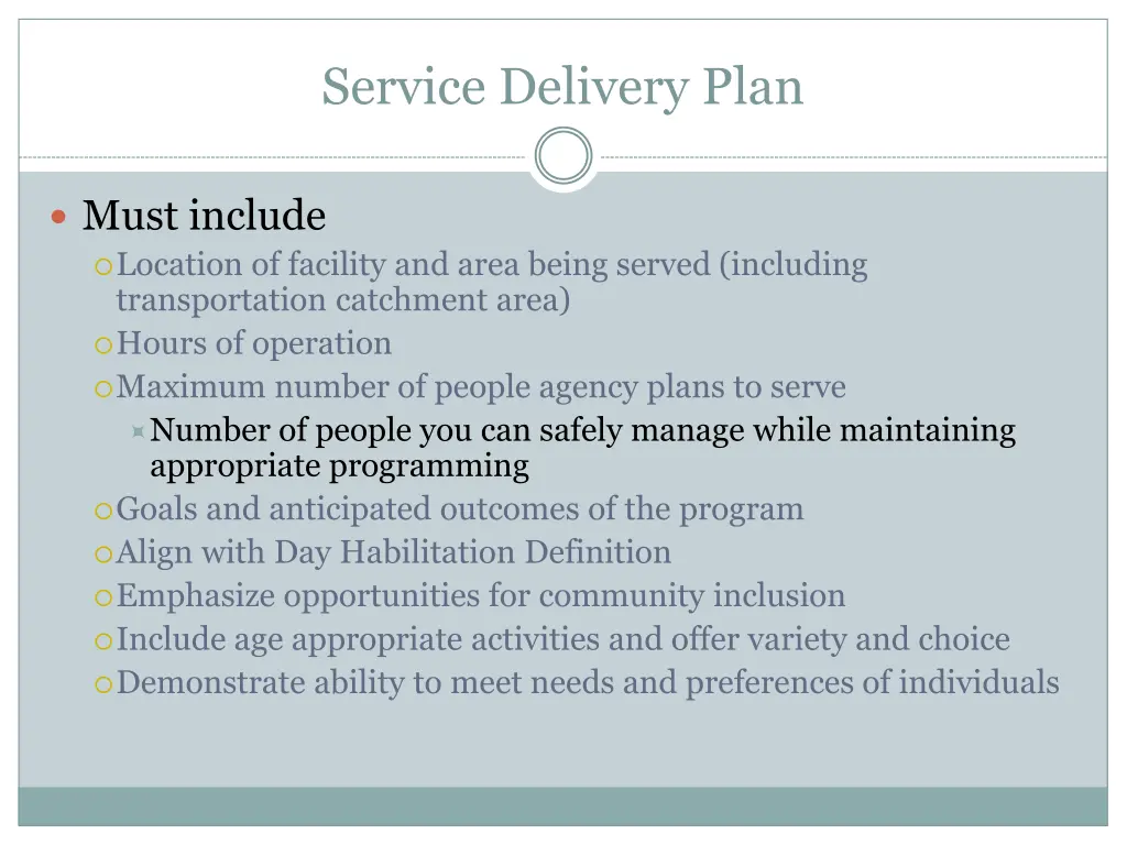 service delivery plan