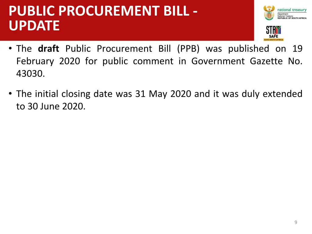 public procurement bill update