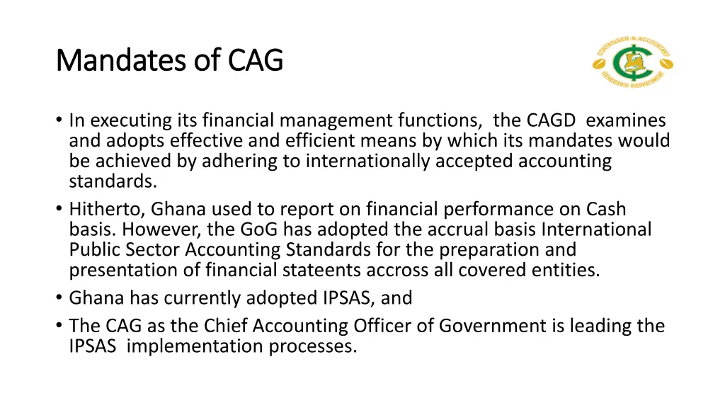 mandates of cag mandates of cag