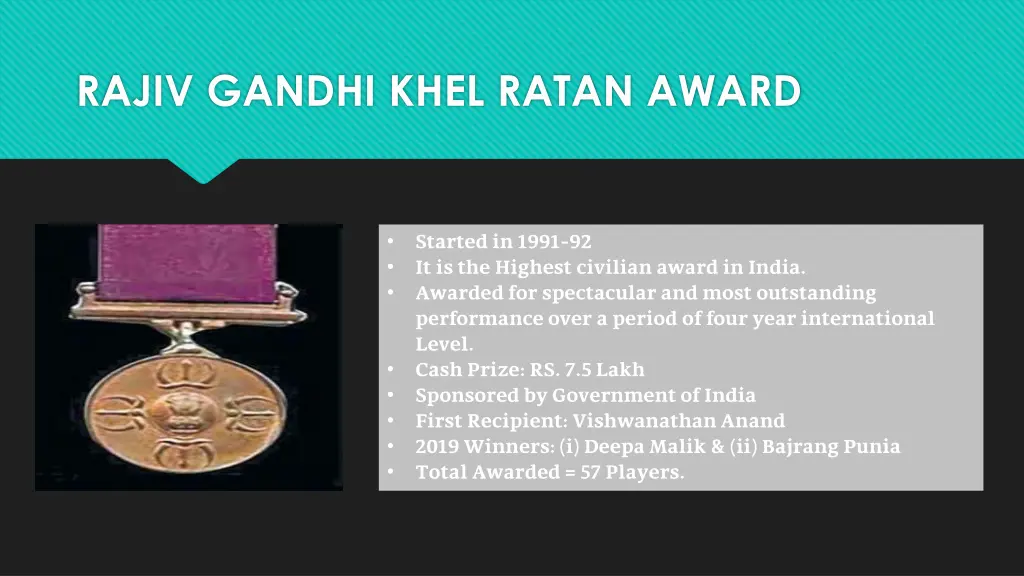 rajiv gandhi khel ratan award