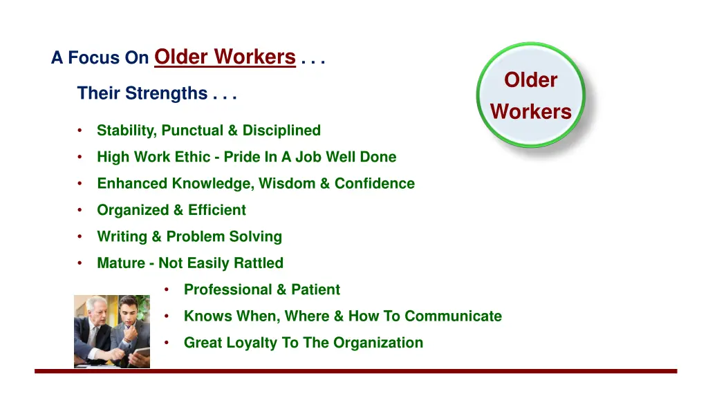 a focus on older workers