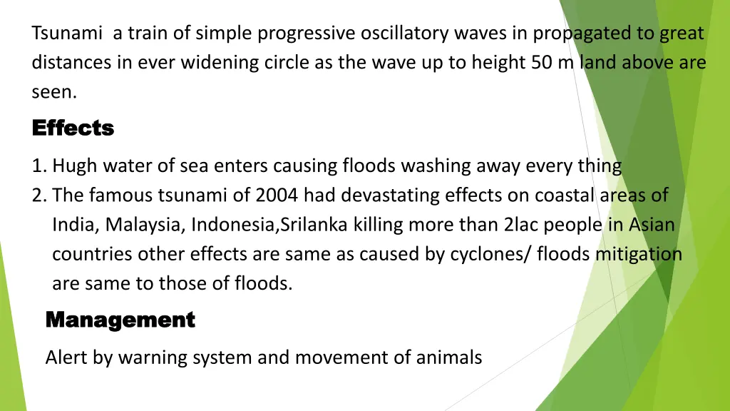 tsunami a train of simple progressive oscillatory