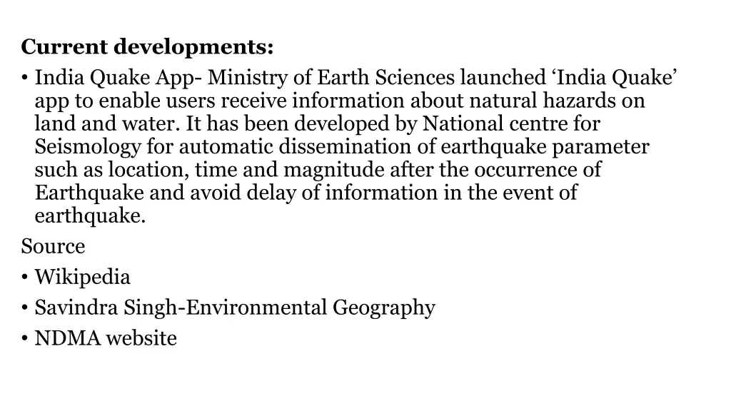 current developments india quake app ministry