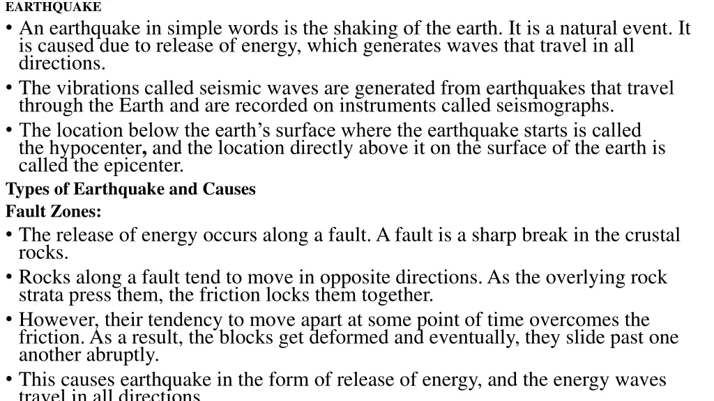 earthquake an earthquake in simple words