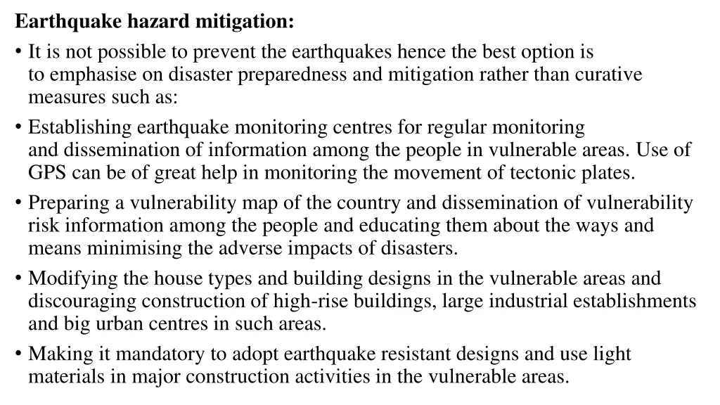 earthquake hazard mitigation it is not possible