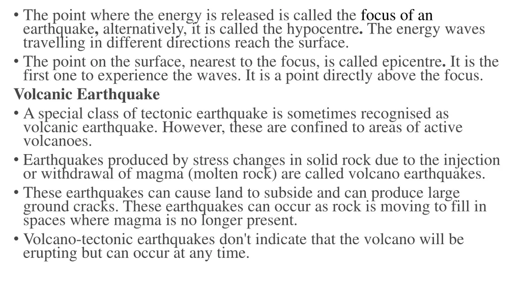 the point where the energy is released is called