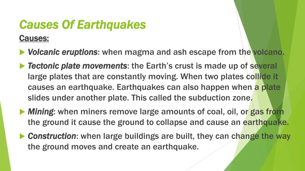 causes of earthquakes causes of earthquakes