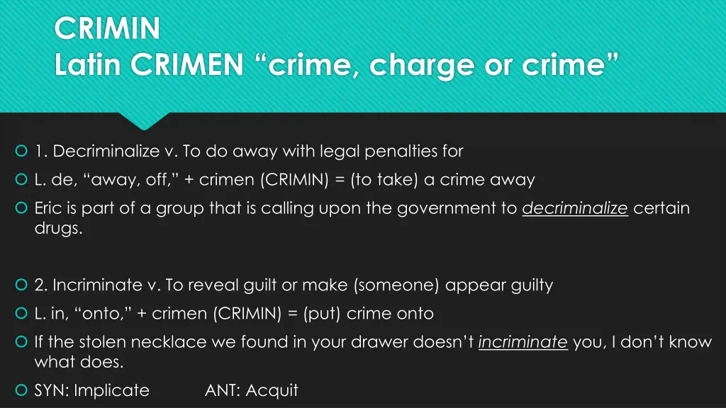 crimin latin crimen crime charge or crime