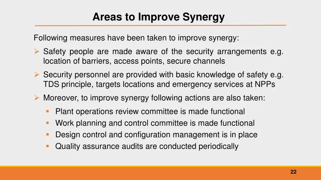 areas to improve synergy