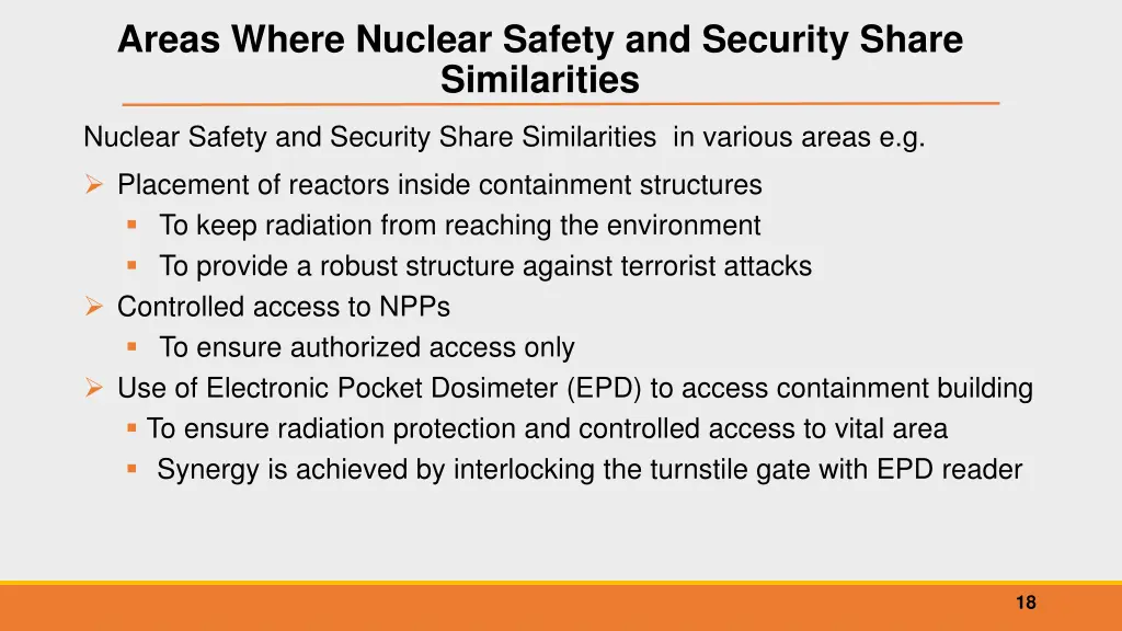 areas where nuclear safety and security share