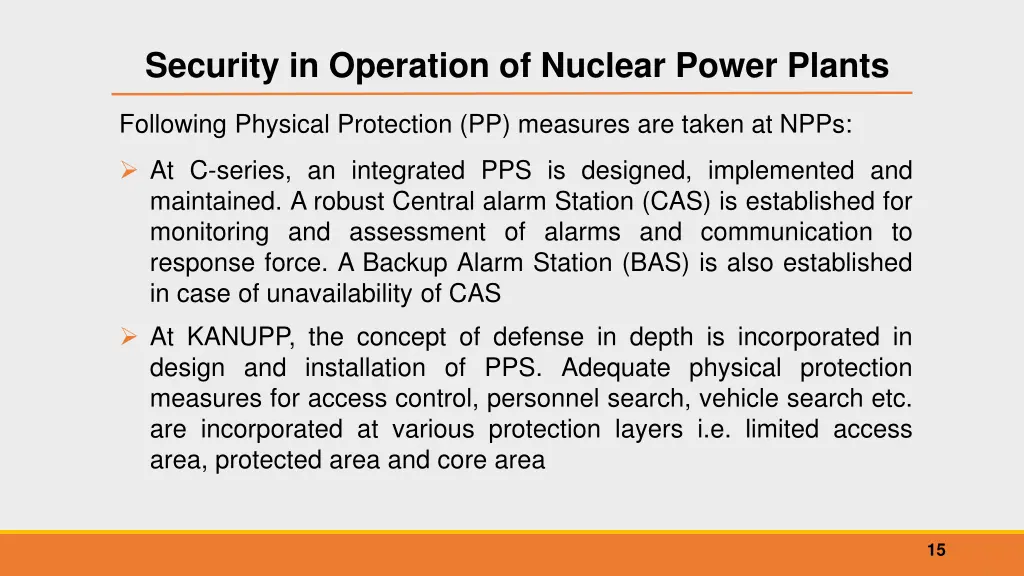 security in operation of nuclear power plants