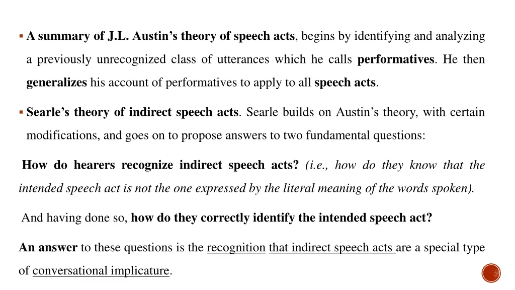 asummary of j l austin s theory of speech acts