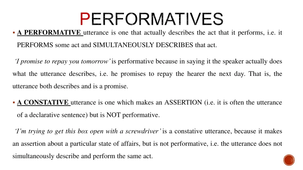 performatives a performative utterance