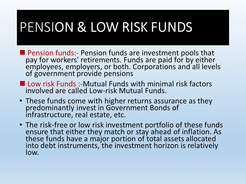 medium risk high risk sector funds