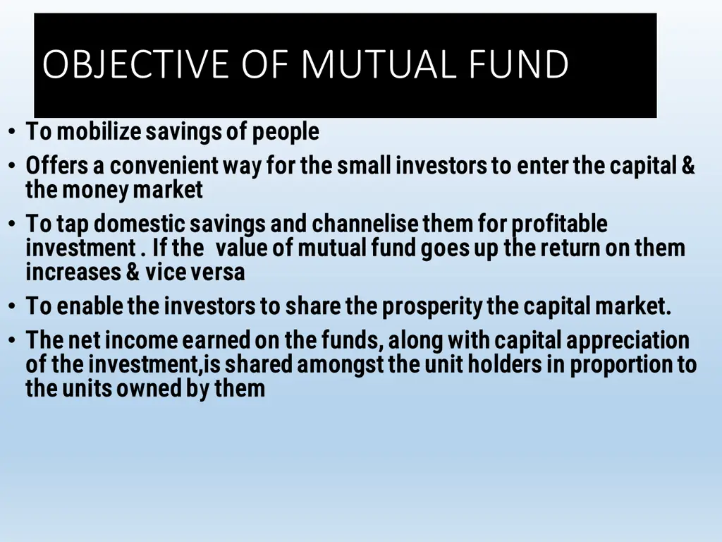 objective of mutual fund