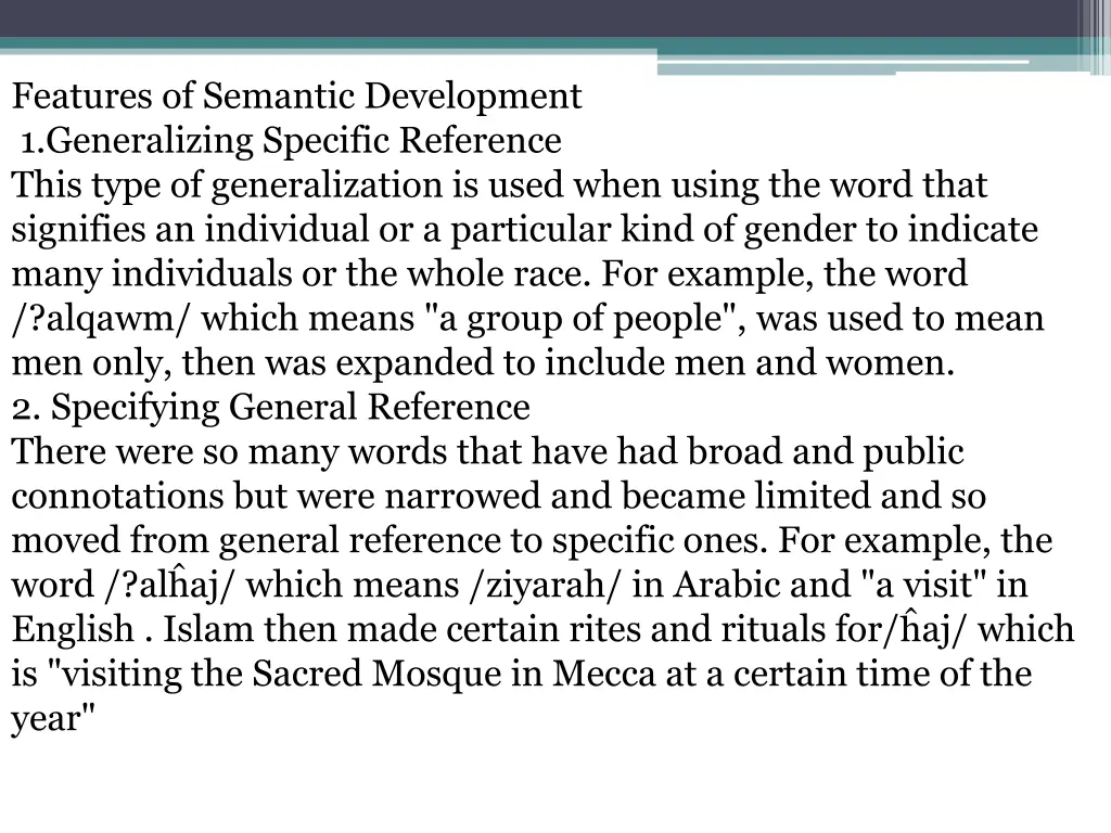 features of semantic development 1 generalizing